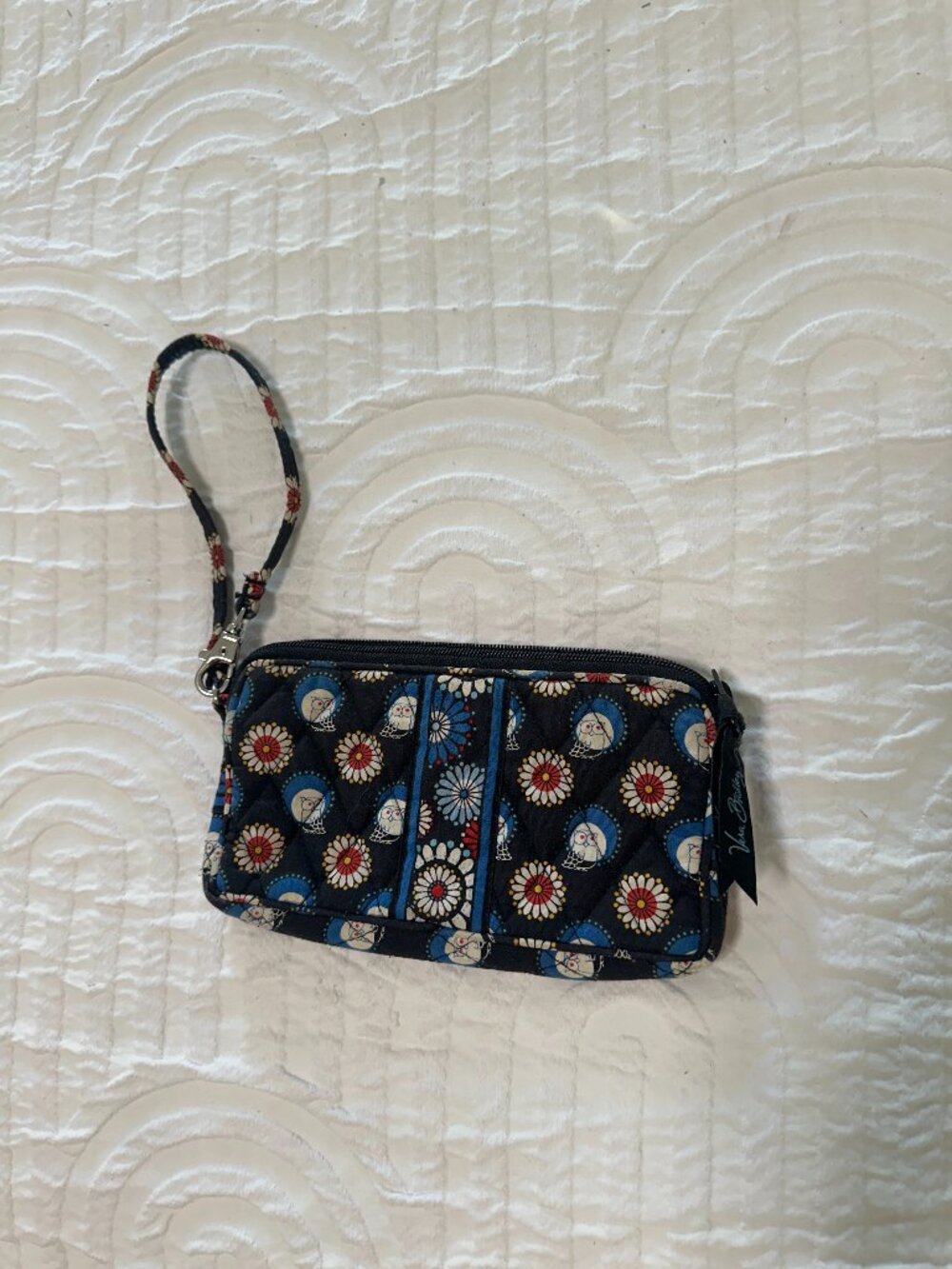 Vintage Vera Bradley Black Floral Quilted Wristlet